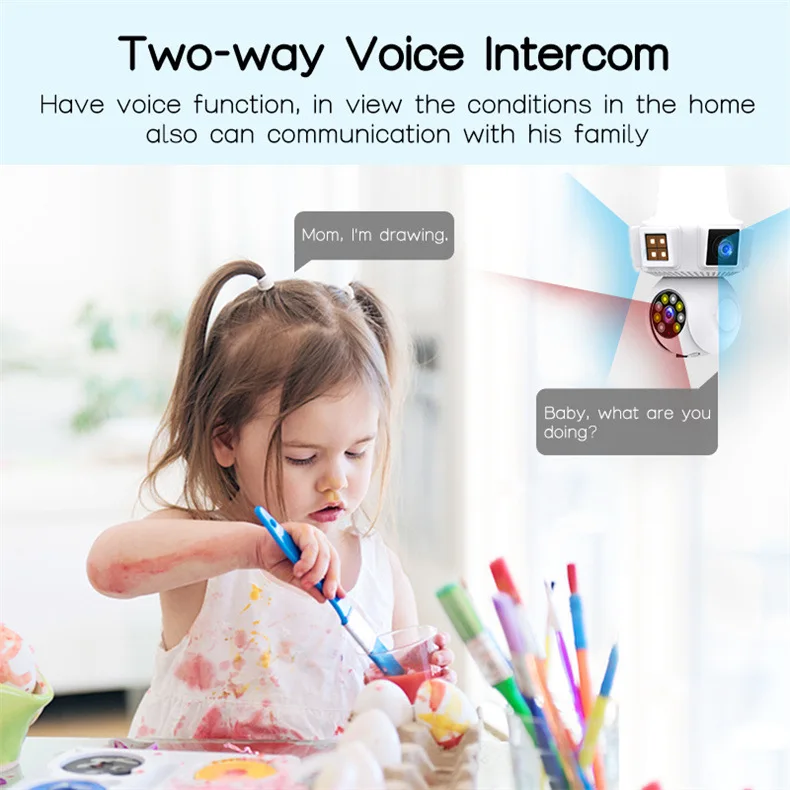 Three Lens Triple Screen 6MP Wireless Wifi E27 Light Bulb Camera V380Pro 360° PTZ Bulb Camera Home Security CCTV Baby Monitor Three Lens Triple Screen 6MP Wireless Wifi E27 Light Bulb Camera V380Pro 360° PTZ Bulb Camera Home Security CCTV Baby Monitor