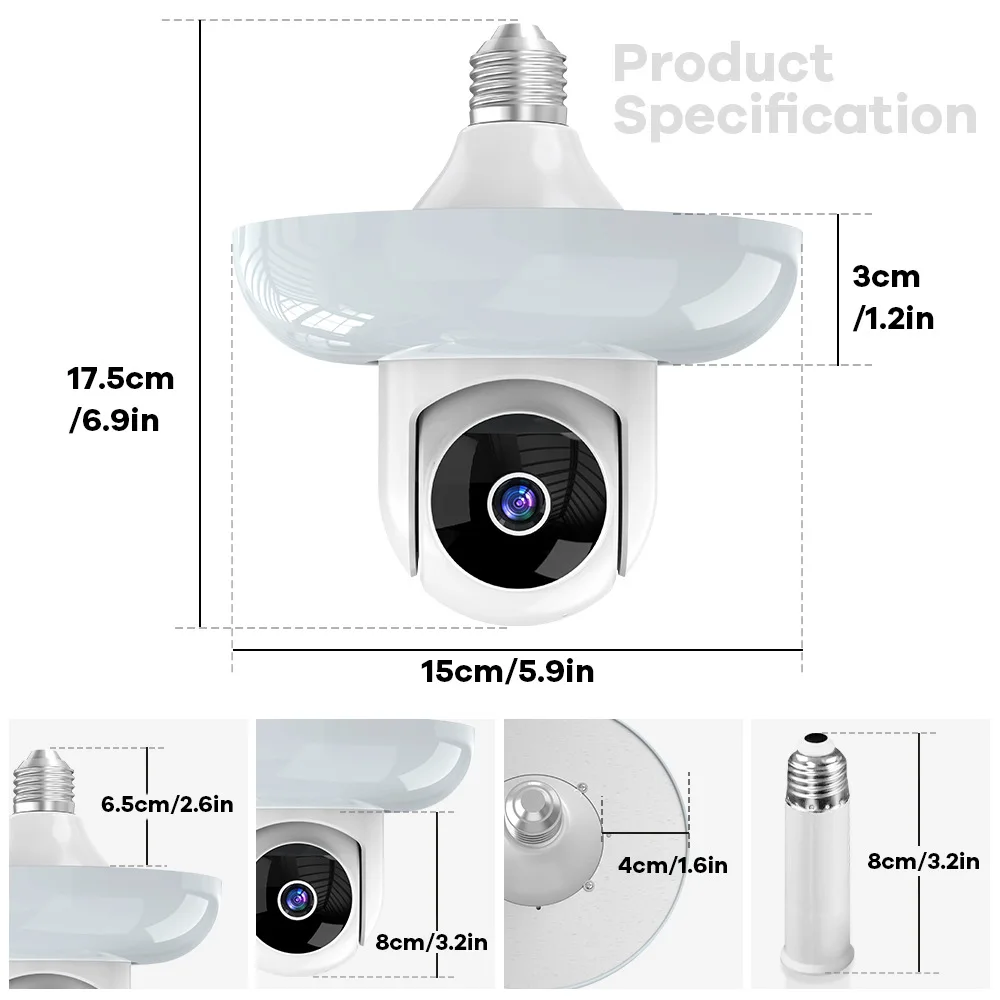 Three Lens Triple Screen 6MP Wireless Wifi E27 Light Bulb Camera V380Pro 360° PTZ Bulb Camera Home Security CCTV Baby Monitor Three Lens Triple Screen 6MP Wireless Wifi E27 Light Bulb Camera V380Pro 360° PTZ Bulb Camera Home Security CCTV Baby Monitor