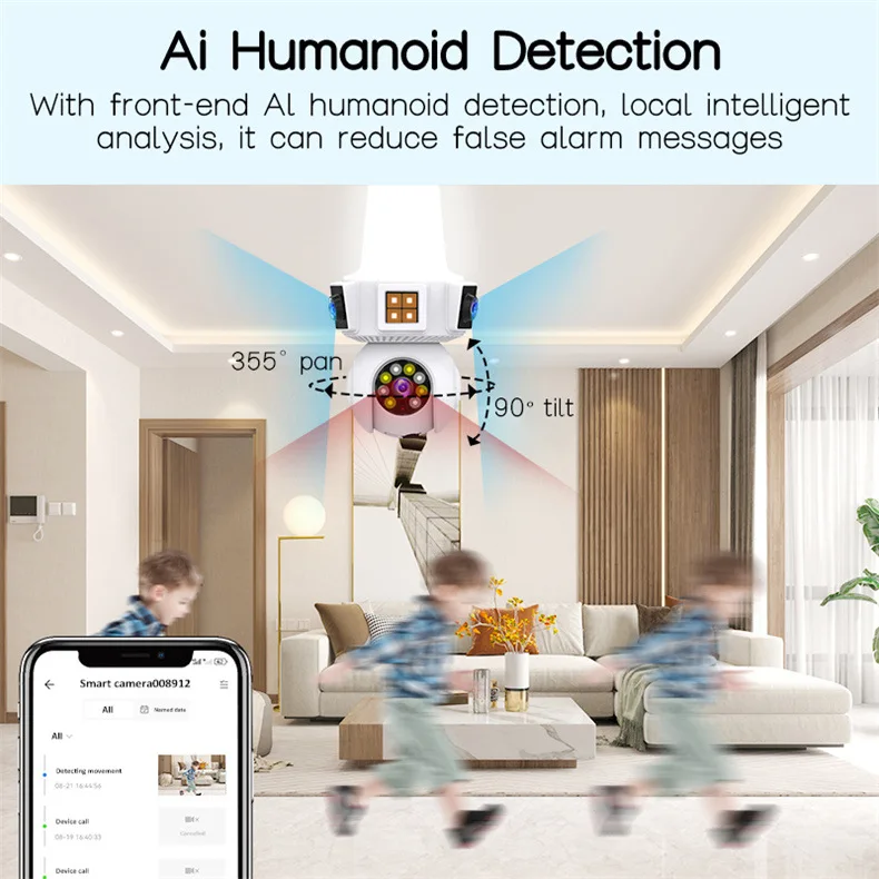 Three Lens Triple Screen 6MP Wireless Wifi E27 Light Bulb Camera V380Pro 360° PTZ Bulb Camera Home Security CCTV Baby Monitor Three Lens Triple Screen 6MP Wireless Wifi E27 Light Bulb Camera V380Pro 360° PTZ Bulb Camera Home Security CCTV Baby Monitor