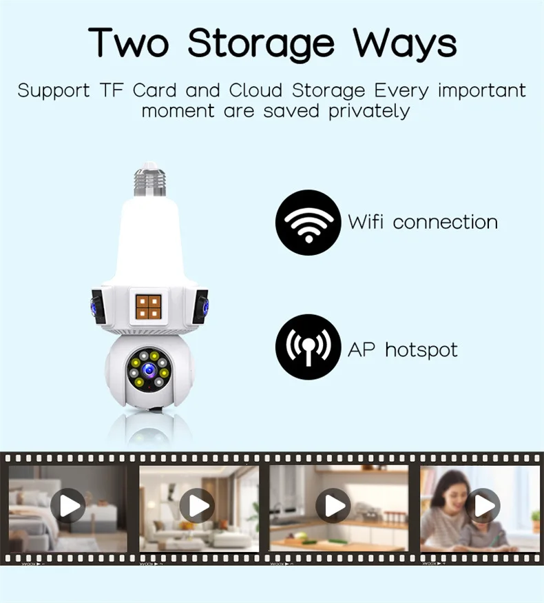 Three Lens Triple Screen 6MP Wireless Wifi E27 Light Bulb Camera V380Pro 360° PTZ Bulb Camera Home Security CCTV Baby Monitor Three Lens Triple Screen 6MP Wireless Wifi E27 Light Bulb Camera V380Pro 360° PTZ Bulb Camera Home Security CCTV Baby Monitor