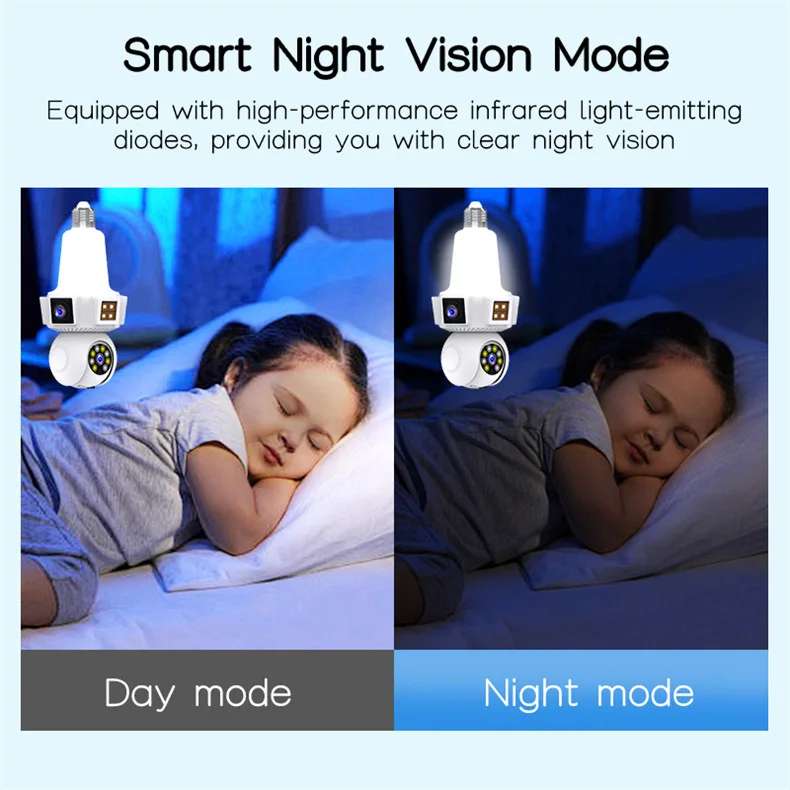 Three Lens Triple Screen 6MP Wireless Wifi E27 Light Bulb Camera V380Pro 360° PTZ Bulb Camera Home Security CCTV Baby Monitor Three Lens Triple Screen 6MP Wireless Wifi E27 Light Bulb Camera V380Pro 360° PTZ Bulb Camera Home Security CCTV Baby Monitor