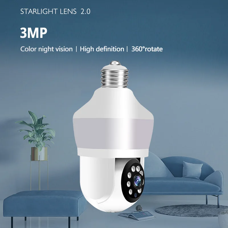 3MP Bulb WiFi Camera LED Bulb Smart IP Camera Smart home Lamp HD Security Cameras Security Protection Surveillance PTZ Camera 3MP Bulb WiFi Camera LED Bulb Smart IP Camera Smart home Lamp HD Security Cameras Security Protection Surveillance PTZ Camera
