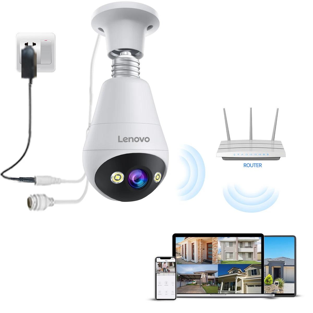 Lenovo 3MP E27 Bulb IP WiFi Camera Indoor Video Surveillance Camera Color Night AI Tracking Smart Home Baby Monitor CCTV Camera Lenovo 3MP E27 Bulb IP WiFi Camera Indoor Video Surveillance Camera Color Night AI Tracking Smart Home Baby Monitor CCTV Camera