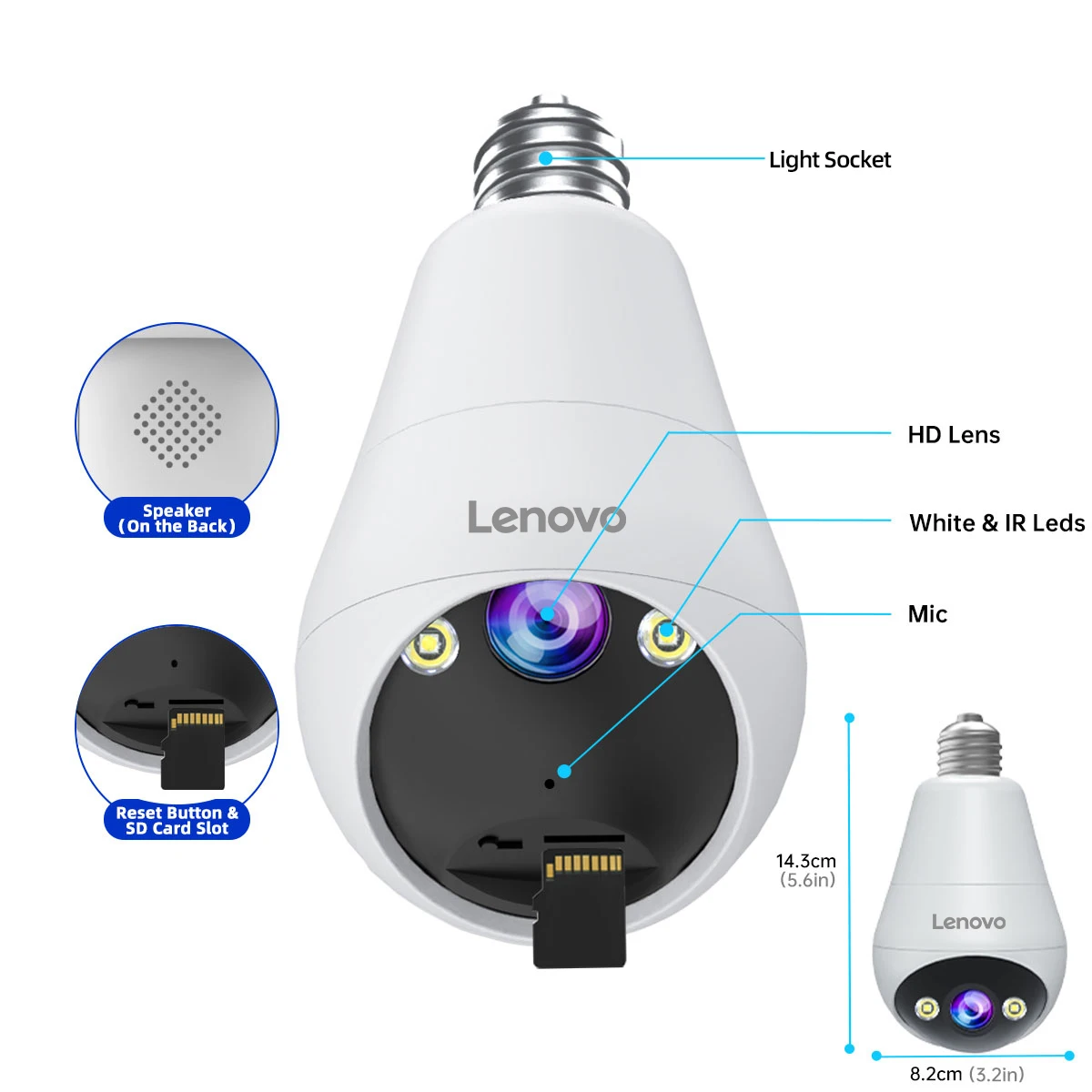 Lenovo 3MP E27 Bulb IP WiFi Camera Indoor Video Surveillance Camera Color Night AI Tracking Smart Home Baby Monitor CCTV Camera Lenovo 3MP E27 Bulb IP WiFi Camera Indoor Video Surveillance Camera Color Night AI Tracking Smart Home Baby Monitor CCTV Camera