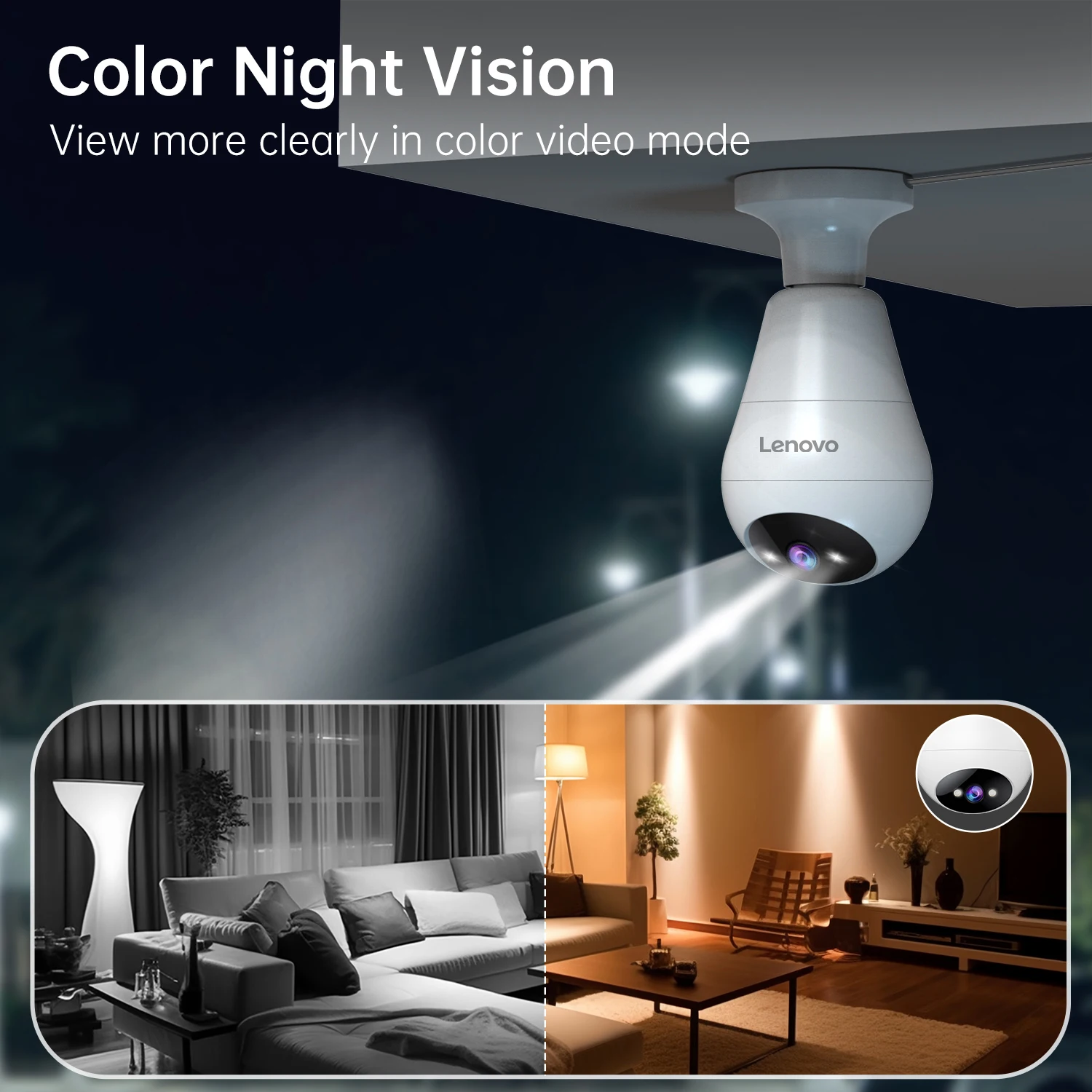 Lenovo 3MP E27 Bulb IP WiFi Camera Indoor Video Surveillance Camera Color Night AI Tracking Smart Home Baby Monitor CCTV Camera Lenovo 3MP E27 Bulb IP WiFi Camera Indoor Video Surveillance Camera Color Night AI Tracking Smart Home Baby Monitor CCTV Camera