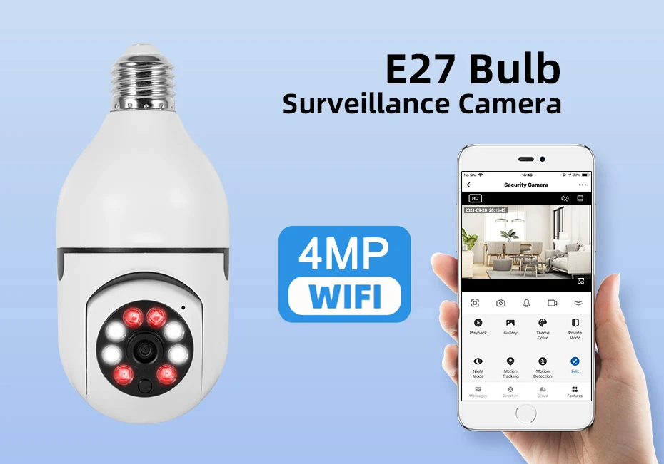 HONTUSEC YI IOT 5G 2.4G 4MP Wifi Bulb Camera Color Night Vision Security Camera Two Way Audio Auto Tracking PTZ Baby Monitor HONTUSEC YI IOT 5G 2.4G 4MP Wifi Bulb Camera Color Night Vision Security Camera Two Way Audio Auto Tracking PTZ Baby Monitor