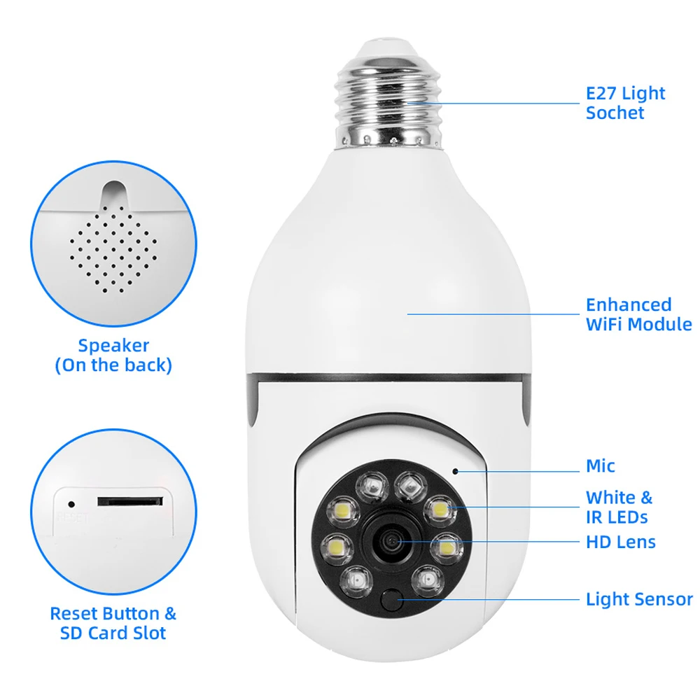 HONTUSEC YI IOT 5G 2.4G 4MP Wifi Bulb Camera Color Night Vision Security Camera Two Way Audio Auto Tracking PTZ Baby Monitor HONTUSEC YI IOT 5G 2.4G 4MP Wifi Bulb Camera Color Night Vision Security Camera Two Way Audio Auto Tracking PTZ Baby Monitor