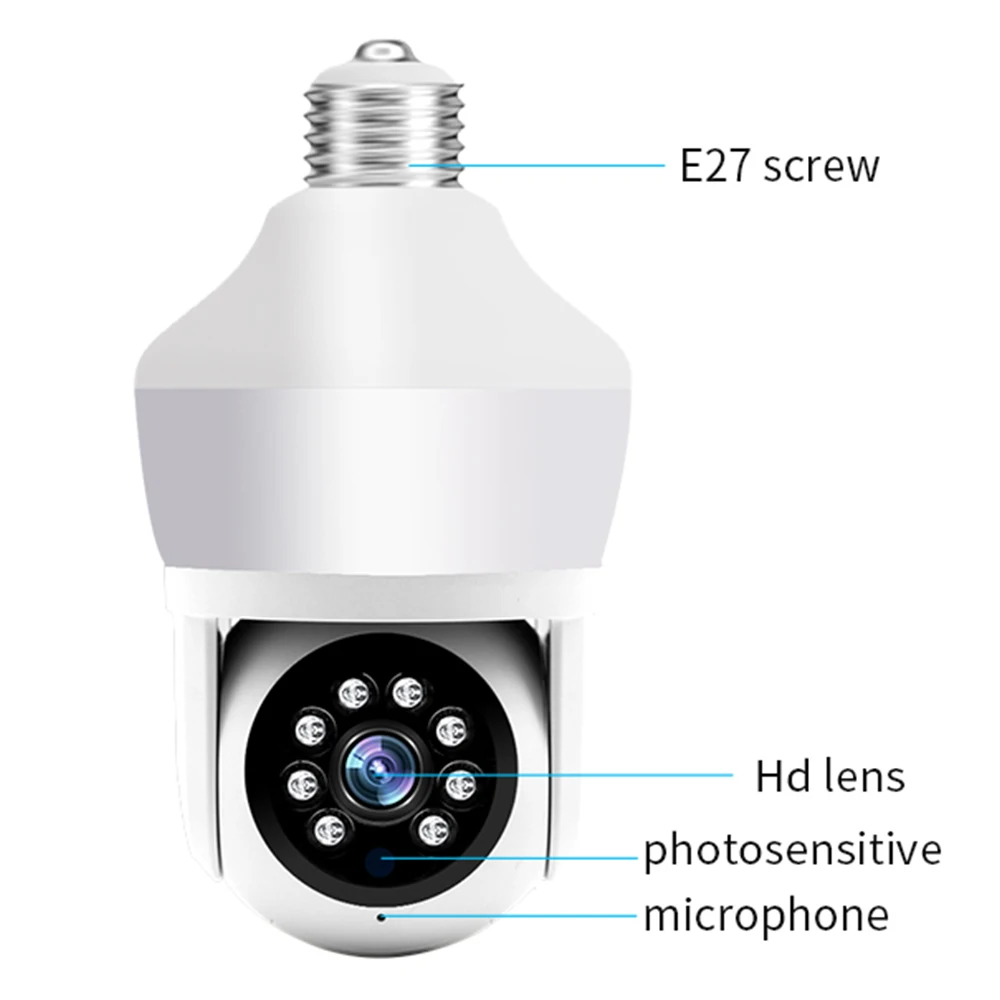 5MP WiFi Floodlight Camera 800 Lumens Garden Wall Lamp Security Cameras Security Protection Surveillance PTZ E27 Bulb Camera 5MP WiFi Floodlight Camera 800 Lumens Garden Wall Lamp Security Cameras Security Protection Surveillance PTZ E27 Bulb Camera