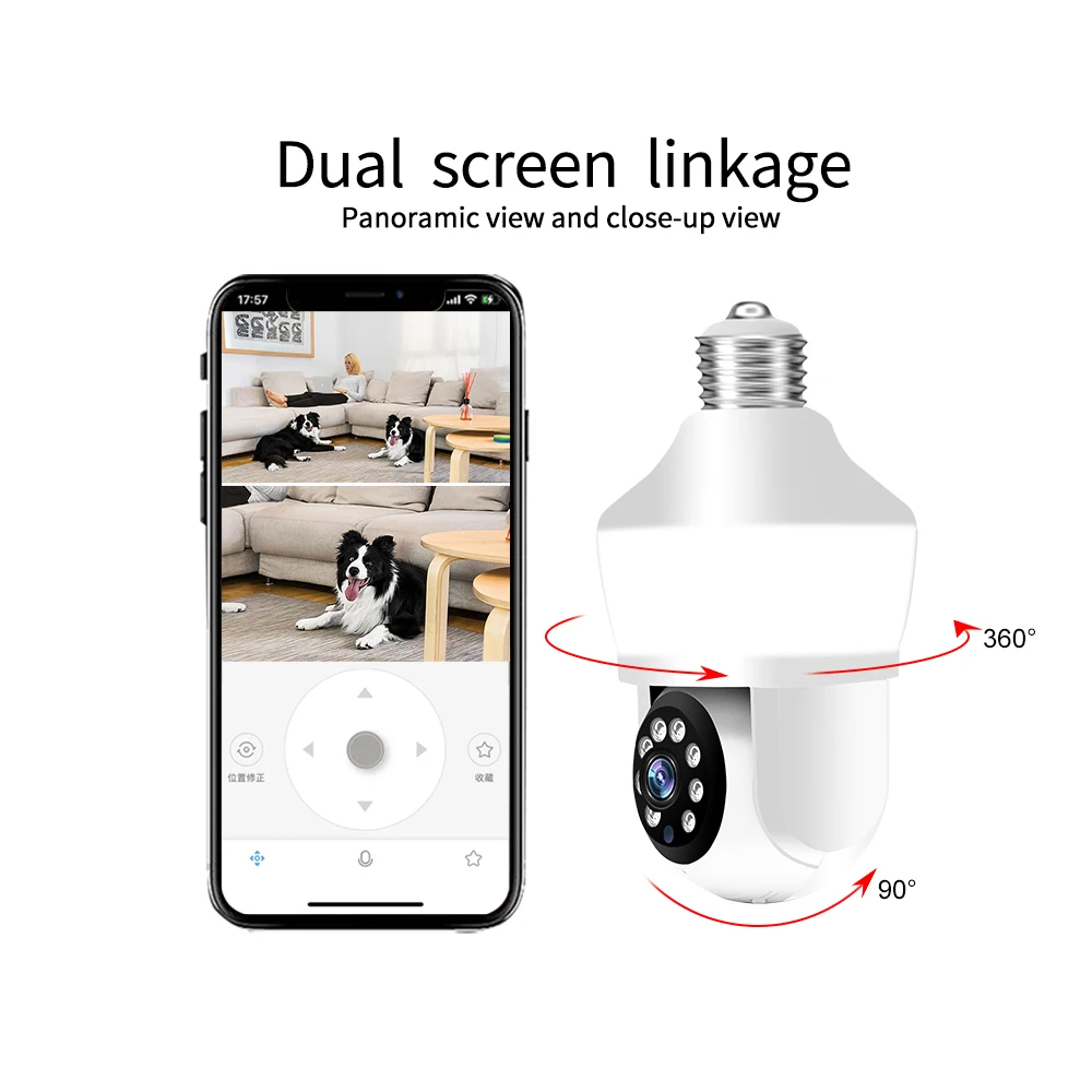 5MP WiFi Floodlight Camera 800 Lumens Garden Wall Lamp Security Cameras Security Protection Surveillance PTZ E27 Bulb Camera 5MP WiFi Floodlight Camera 800 Lumens Garden Wall Lamp Security Cameras Security Protection Surveillance PTZ E27 Bulb Camera