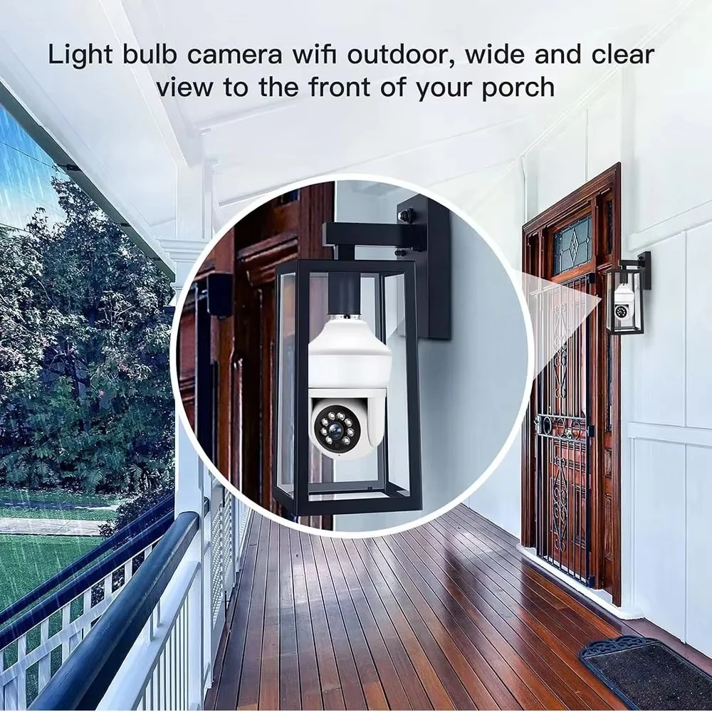5MP WiFi Floodlight Camera 800 Lumens Garden Wall Lamp Security Cameras Security Protection Surveillance PTZ E27 Bulb Camera 5MP WiFi Floodlight Camera 800 Lumens Garden Wall Lamp Security Cameras Security Protection Surveillance PTZ E27 Bulb Camera