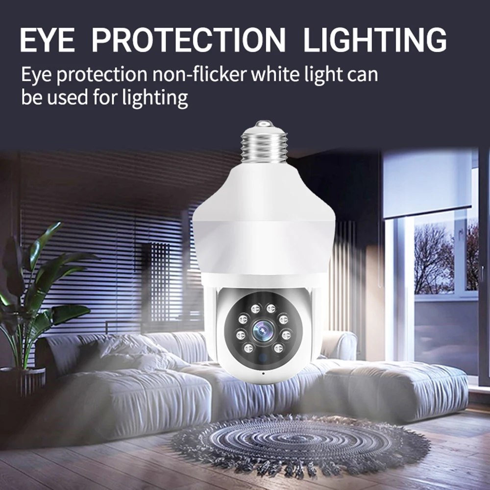5MP WiFi Floodlight Camera 800 Lumens Garden Wall Lamp Security Cameras Security Protection Surveillance PTZ E27 Bulb Camera 5MP WiFi Floodlight Camera 800 Lumens Garden Wall Lamp Security Cameras Security Protection Surveillance PTZ E27 Bulb Camera