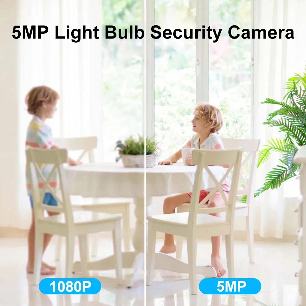 5MP WiFi Floodlight Camera 800 Lumens Garden Wall Lamp Security Cameras Security Protection Surveillance PTZ E27 Bulb Camera 5MP WiFi Floodlight Camera 800 Lumens Garden Wall Lamp Security Cameras Security Protection Surveillance PTZ E27 Bulb Camera