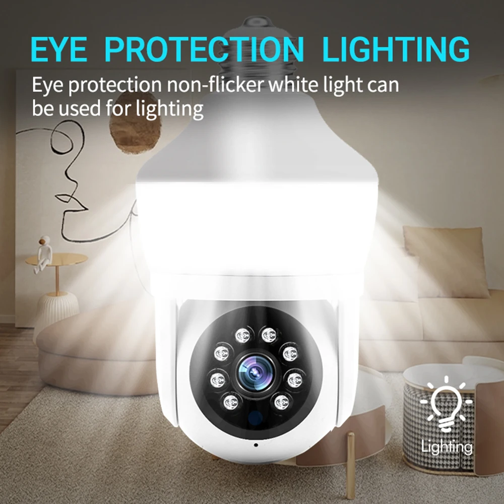 5MP WiFi Floodlight Camera 800 Lumens Garden Wall Lamp Security Cameras Security Protection Surveillance PTZ E27 Bulb Camera 5MP WiFi Floodlight Camera 800 Lumens Garden Wall Lamp Security Cameras Security Protection Surveillance PTZ E27 Bulb Camera