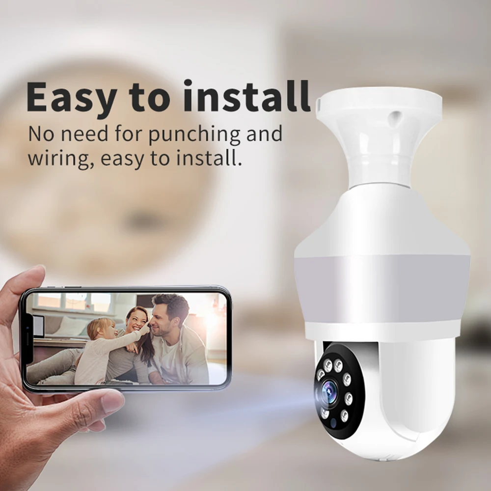 5MP WiFi Floodlight Camera 800 Lumens Garden Wall Lamp Security Cameras Security Protection Surveillance PTZ E27 Bulb Camera 5MP WiFi Floodlight Camera 800 Lumens Garden Wall Lamp Security Cameras Security Protection Surveillance PTZ E27 Bulb Camera