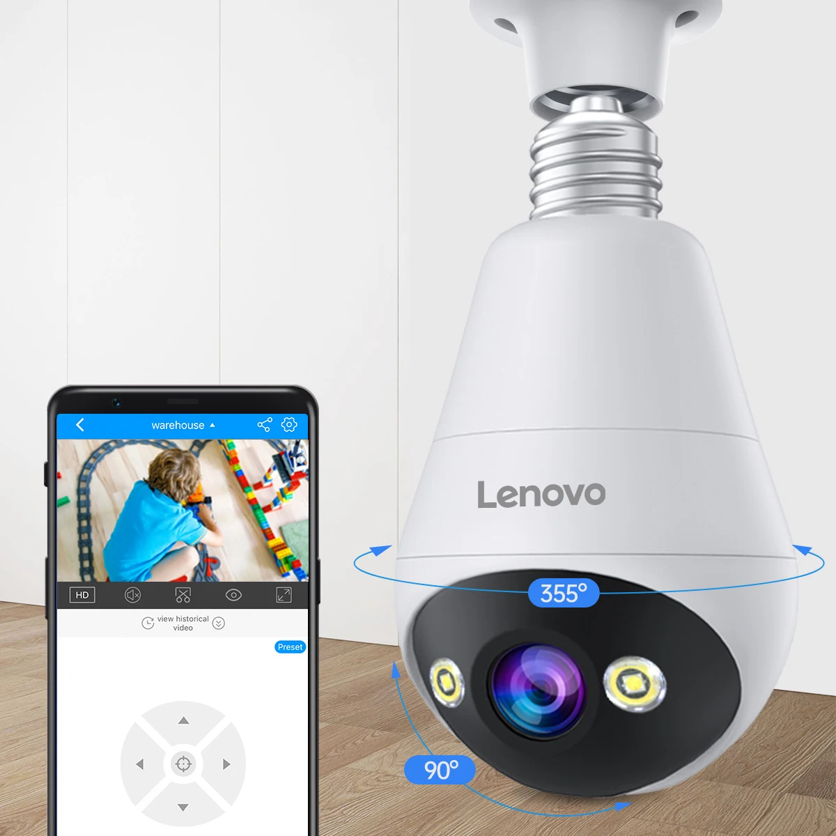 Lenovo 3MP WIFI E27 Bulb Security Camera Full Color Night Vision Two-Way Voice Intercom Smart Home Wireless Camera Lenovo 3MP WIFI E27 Bulb Security Camera Full Color Night Vision Two-Way Voice Intercom Smart Home Wireless Camera