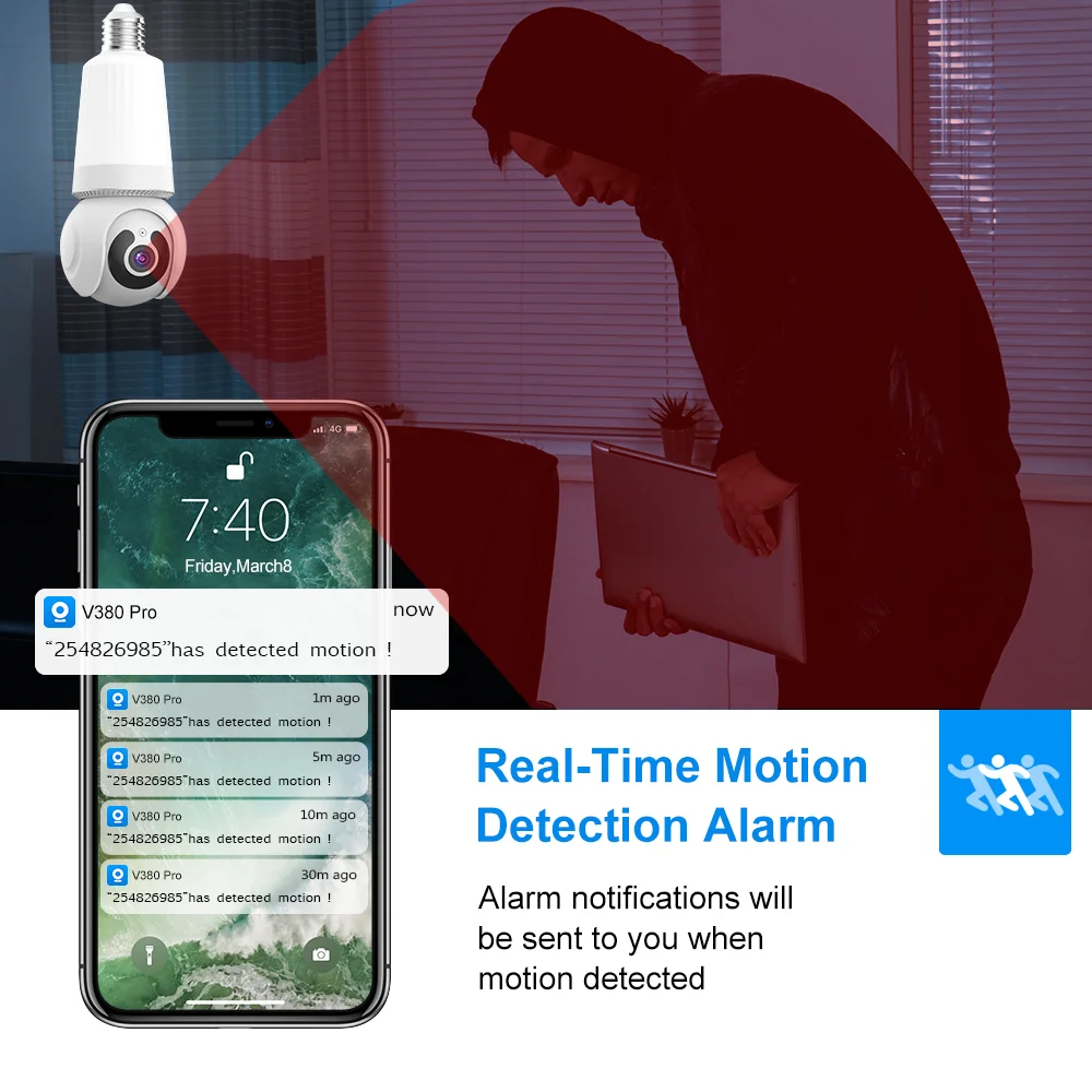 8MP E27 Bulb Camera Wifi Surveillance With LED Bulb CCTV PTZ AI Tracking Two-way Audio Night Vision 10X Zoom Wireless Cam 2 in 1 8MP E27 Bulb Camera Wifi Surveillance With LED Bulb CCTV PTZ AI Tracking Two-way Audio Night Vision 10X Zoom Wireless Cam 2 in 1