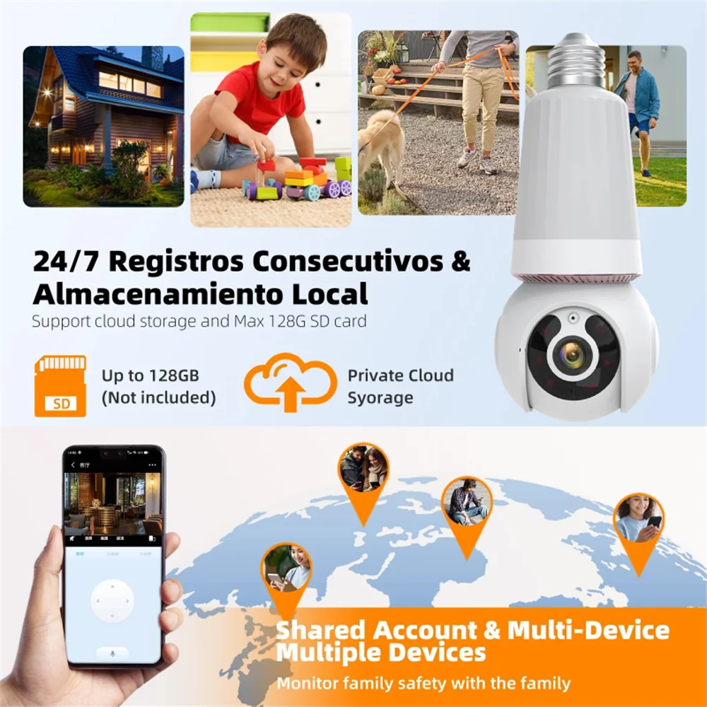 8MP E27 Bulb Camera Wifi Surveillance With LED Bulb CCTV PTZ AI Tracking Two-way Audio Night Vision 10X Zoom Wireless Cam 2 in 1 8MP E27 Bulb Camera Wifi Surveillance With LED Bulb CCTV PTZ AI Tracking Two-way Audio Night Vision 10X Zoom Wireless Cam 2 in 1