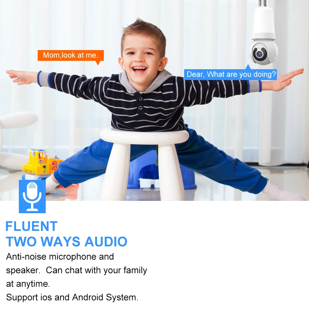 8MP E27 Bulb Camera Wifi Surveillance With LED Bulb CCTV PTZ AI Tracking Two-way Audio Night Vision 10X Zoom Wireless Cam 2 in 1 8MP E27 Bulb Camera Wifi Surveillance With LED Bulb CCTV PTZ AI Tracking Two-way Audio Night Vision 10X Zoom Wireless Cam 2 in 1