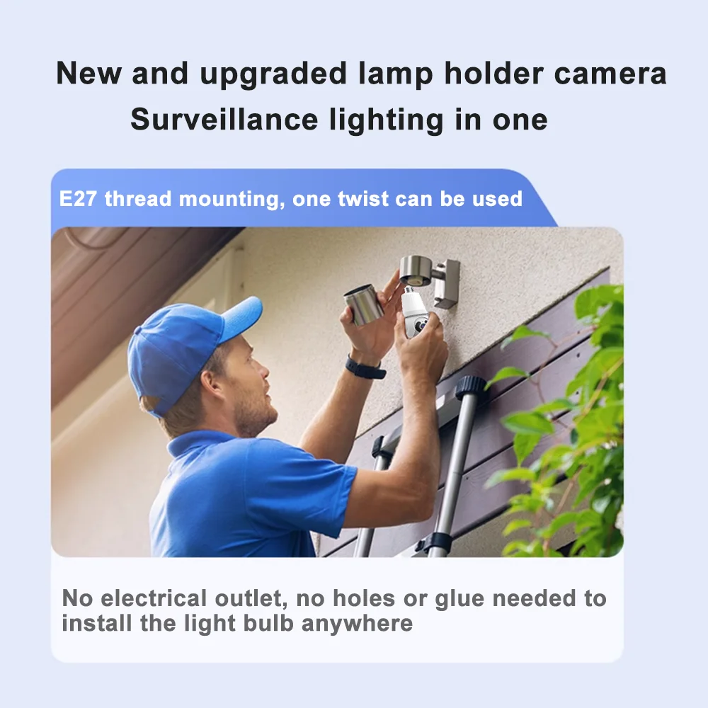 8MP E27 Bulb Camera Wifi Surveillance With LED Bulb CCTV PTZ AI Tracking Two-way Audio Night Vision 10X Zoom Wireless Cam 2 in 1 8MP E27 Bulb Camera Wifi Surveillance With LED Bulb CCTV PTZ AI Tracking Two-way Audio Night Vision 10X Zoom Wireless Cam 2 in 1