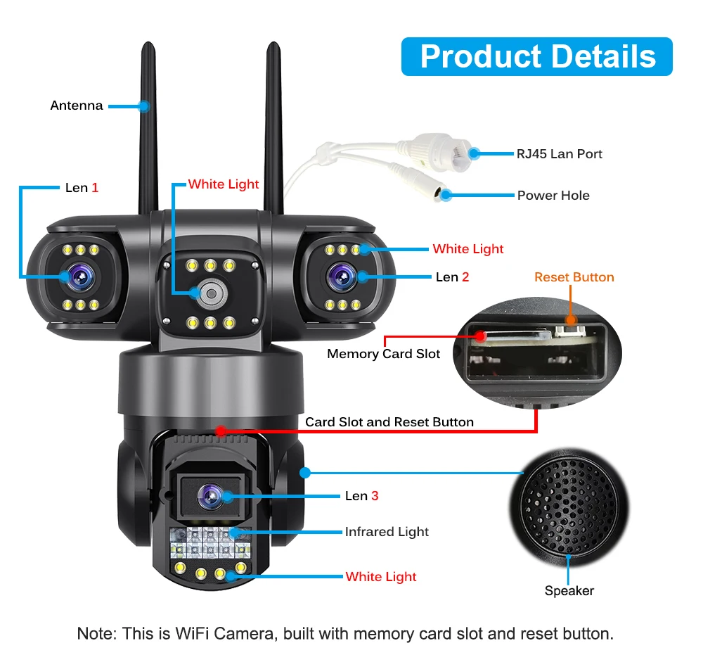 V380 Pro WiFi IP Camera Outdoor 12MP 6K Triple Lenses Triple Screens Security Video Monitor Night Vision Waterproof CCTV Cameras V380 Pro WiFi IP Camera Outdoor 12MP 6K Triple Lenses Triple Screens Security Video Monitor Night Vision Waterproof CCTV Cameras