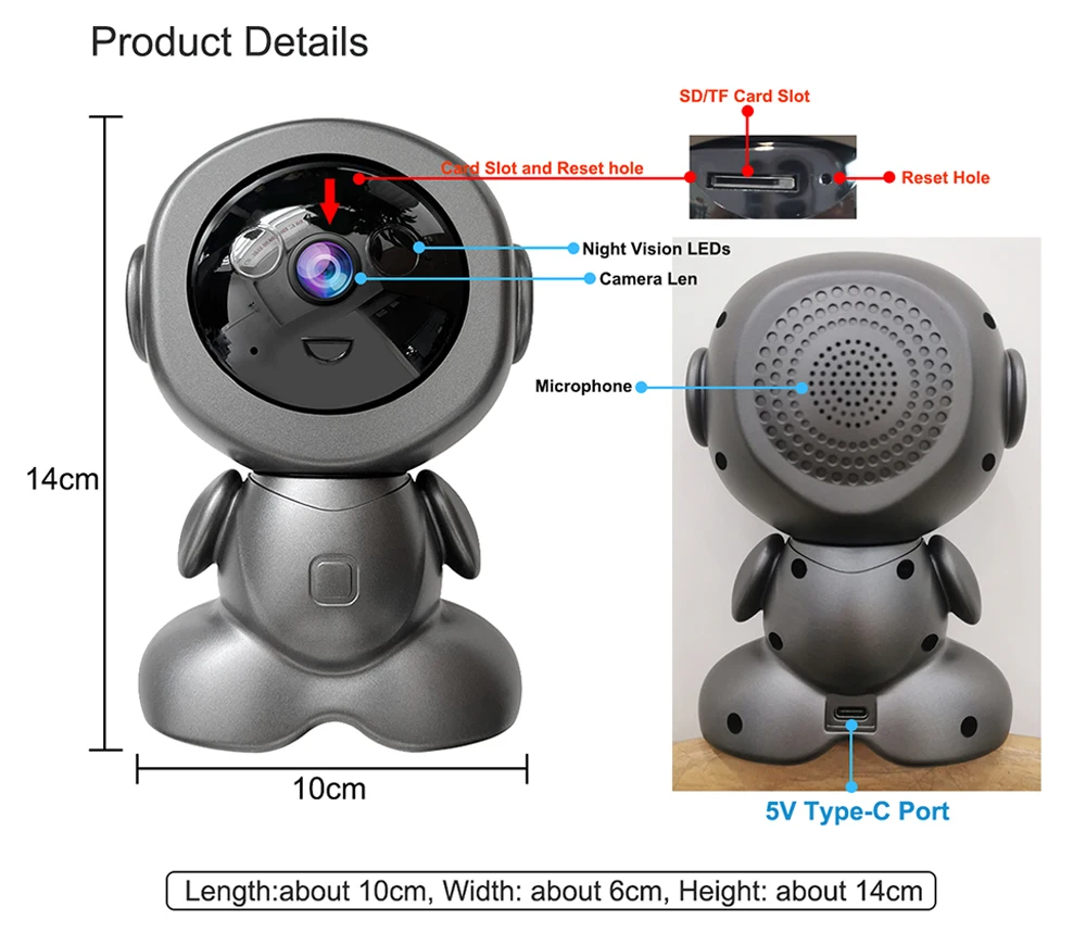 5MP Wireless WiFi Indoor Surveillance Camera Night Vision PTZ Two-way Voice Security Protection Smart Home Webcam Robot Camera 5MP Wireless WiFi Indoor Surveillance Camera Night Vision PTZ Two-way Voice Security Protection Smart Home Webcam Robot Camera