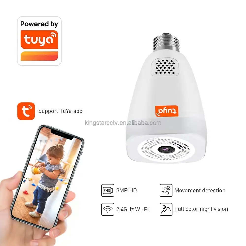 TUYA APP Smart 360 Panoramic Wireless HD CCTV Security IP Camera 3MP Wifi Light E27 Bulb WIFI Color Night Vision Two way audio TUYA APP Smart 360 Panoramic Wireless HD CCTV Security IP Camera 3MP Wifi Light E27 Bulb WIFI Color Night Vision Two way audio