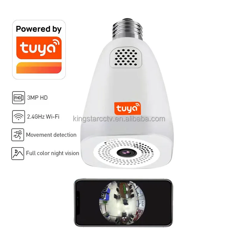 TUYA APP Smart 360 Panoramic Wireless HD CCTV Security IP Camera 3MP Wifi Light E27 Bulb WIFI Color Night Vision Two way audio TUYA APP Smart 360 Panoramic Wireless HD CCTV Security IP Camera 3MP Wifi Light E27 Bulb WIFI Color Night Vision Two way audio