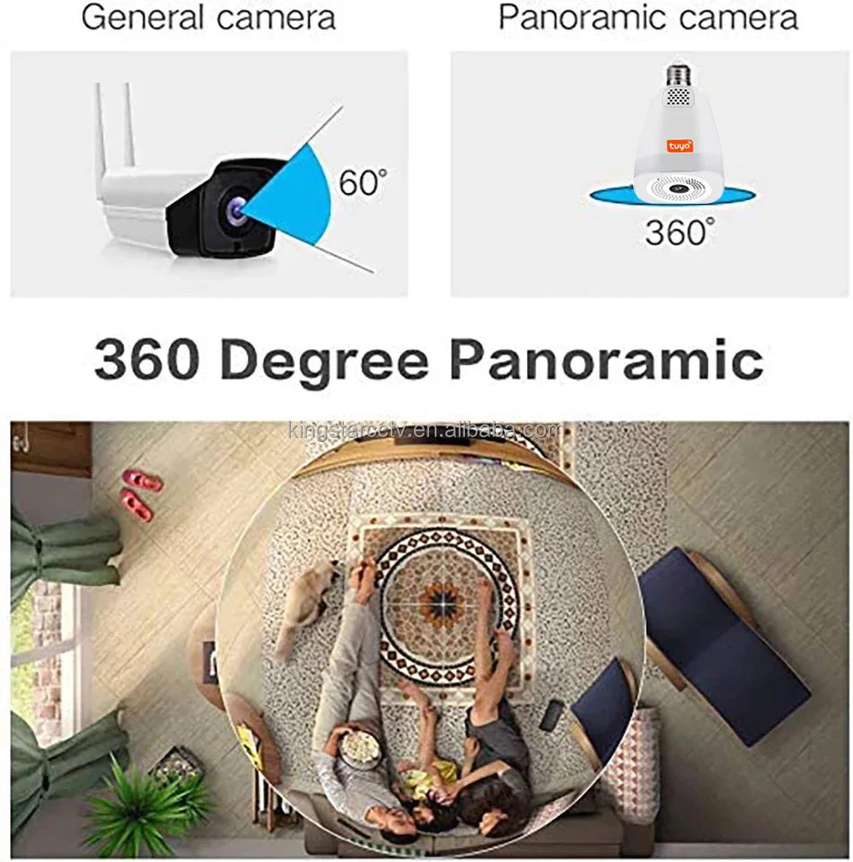 TUYA APP Smart 360 Panoramic Wireless HD CCTV Security IP Camera 3MP Wifi Light E27 Bulb WIFI Color Night Vision Two way audio TUYA APP Smart 360 Panoramic Wireless HD CCTV Security IP Camera 3MP Wifi Light E27 Bulb WIFI Color Night Vision Two way audio