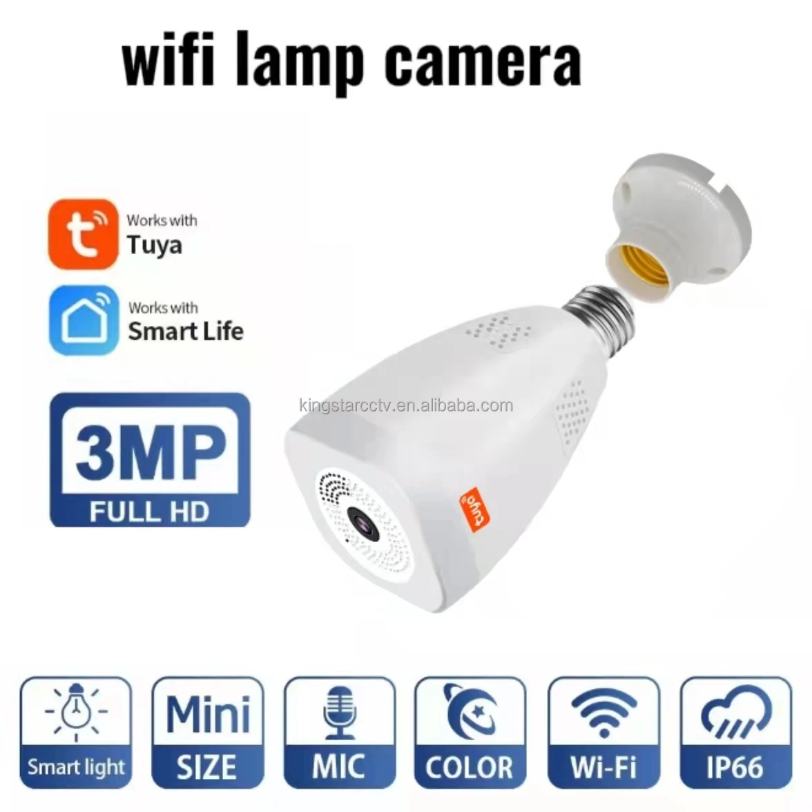 TUYA APP Smart 360 Panoramic Wireless HD CCTV Security IP Camera 3MP Wifi Light E27 Bulb WIFI Color Night Vision Two way audio TUYA APP Smart 360 Panoramic Wireless HD CCTV Security IP Camera 3MP Wifi Light E27 Bulb WIFI Color Night Vision Two way audio