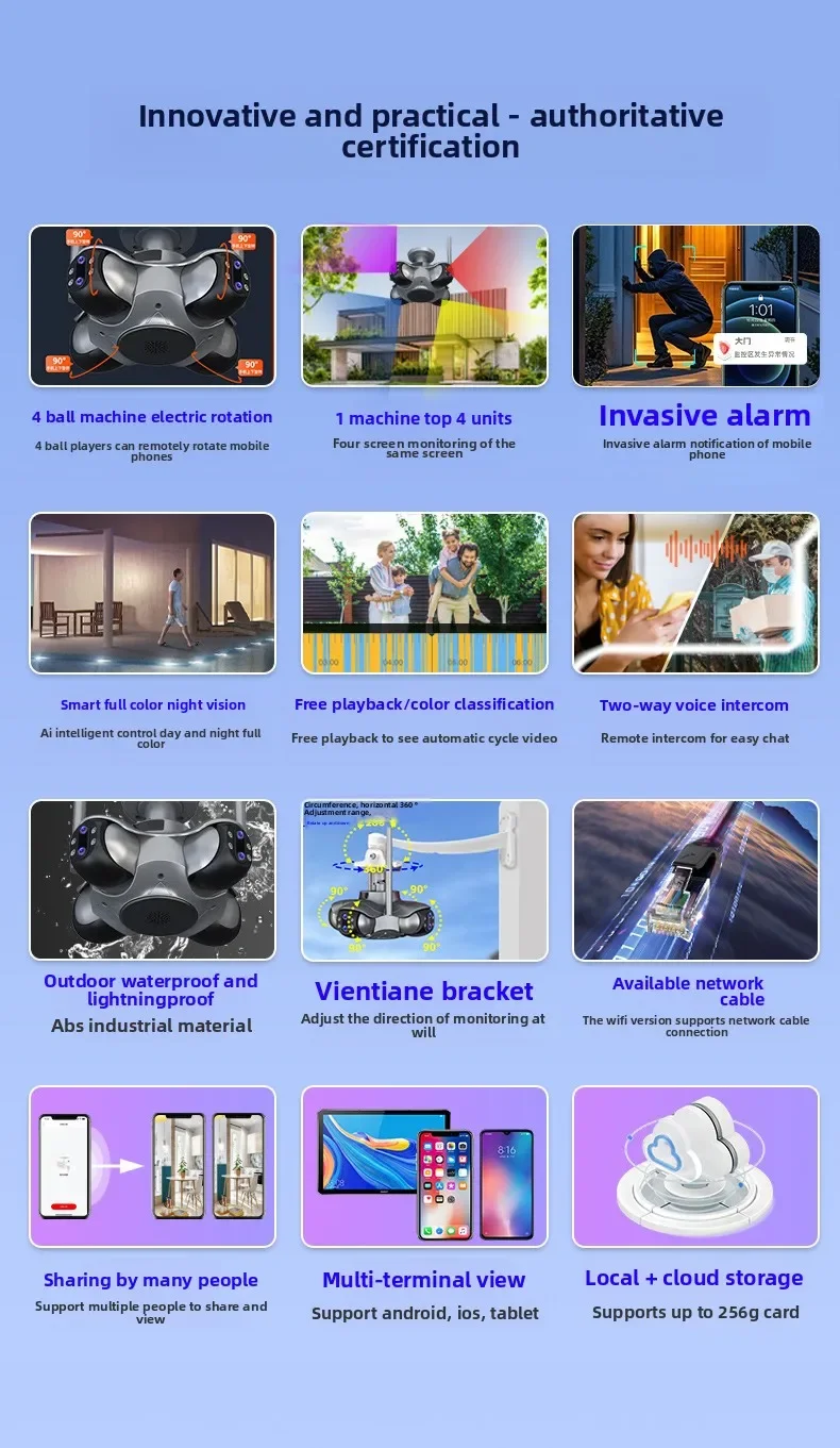 ANSVICAM 10K 20MP HD Four Screens WiFi IP Camera Wireless Outdoor PTZ Four Lens Human Auto Tracking Surveillance Cameras FFVideo ANSVICAM 10K 20MP HD Four Screens WiFi IP Camera Wireless Outdoor PTZ Four Lens Human Auto Tracking Surveillance Cameras FFVideo