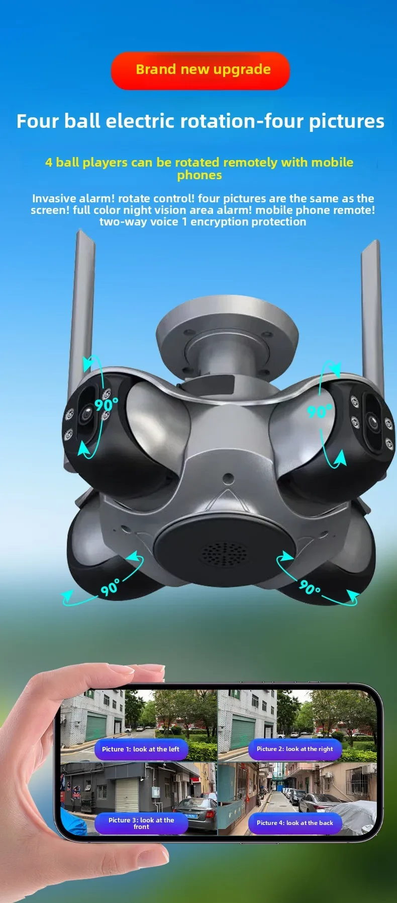 ANSVICAM 10K 20MP HD Four Screens WiFi IP Camera Wireless Outdoor PTZ Four Lens Human Auto Tracking Surveillance Cameras FFVideo ANSVICAM 10K 20MP HD Four Screens WiFi IP Camera Wireless Outdoor PTZ Four Lens Human Auto Tracking Surveillance Cameras FFVideo