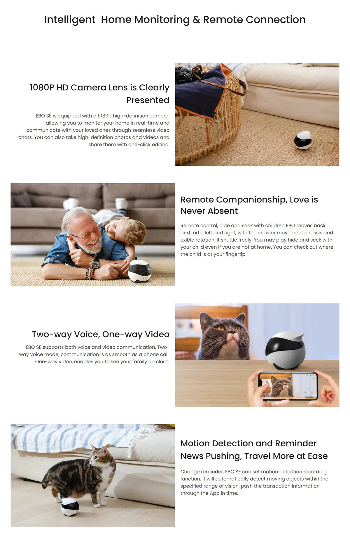 Enabot EBO SE Camera Robot for Dog Cat Baby 1080P Home Security Pet Camera Startlight Night Vision Wireless Remote Control Enabot EBO SE Camera Robot for Dog Cat Baby 1080P Home Security Pet Camera Startlight Night Vision Wireless Remote Control