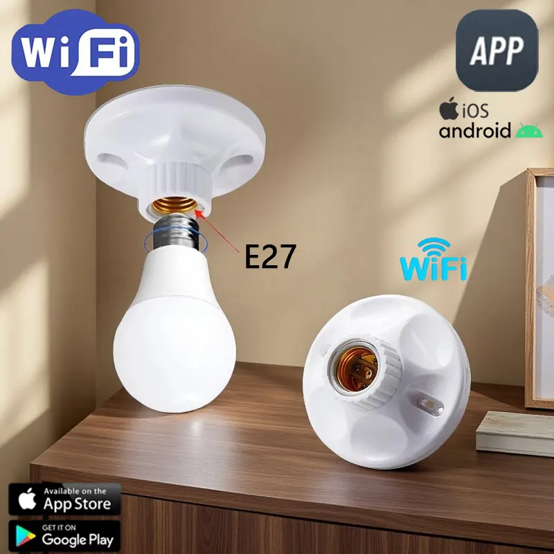Multi functional E27 lamp holder, multifunctional socket, WIFI control. Supports iOS and Android phones. Multi functional E27 lamp holder, multifunctional socket, WIFI control. Supports iOS and Android phones.