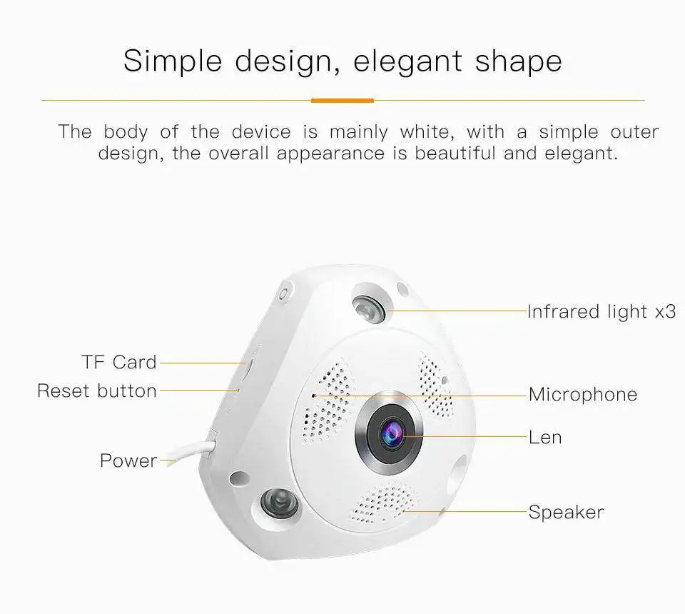 V380 360 Degree WiFi Camera IP Fish Eye Panoramic 1080P WIFI CCTV 3D VR Video Audio Remote Home Monitoring CCTV Security Camera V380 360 Degree WiFi Camera IP Fish Eye Panoramic 1080P WIFI CCTV 3D VR Video Audio Remote Home Monitoring CCTV Security Camera