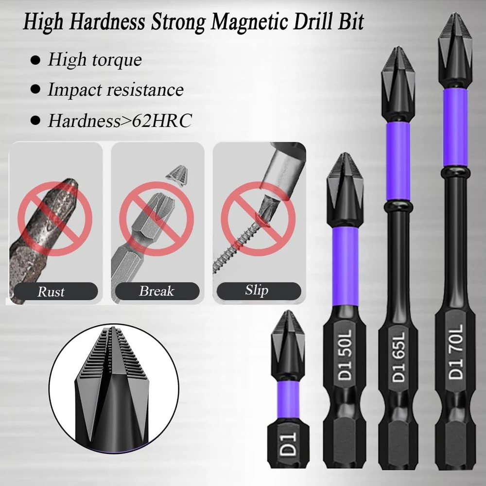 6/12 Pcs Magnetic Screwdriver Bits Non-slip Shockproof Phillips Impact Bits Hex Shank Alloy Steel Bits Suitable for Power Tools 6/12 Pcs Magnetic Screwdriver Bits Non-slip Shockproof Phillips Impact Bits Hex Shank Alloy Steel Bits Suitable for Power Tools